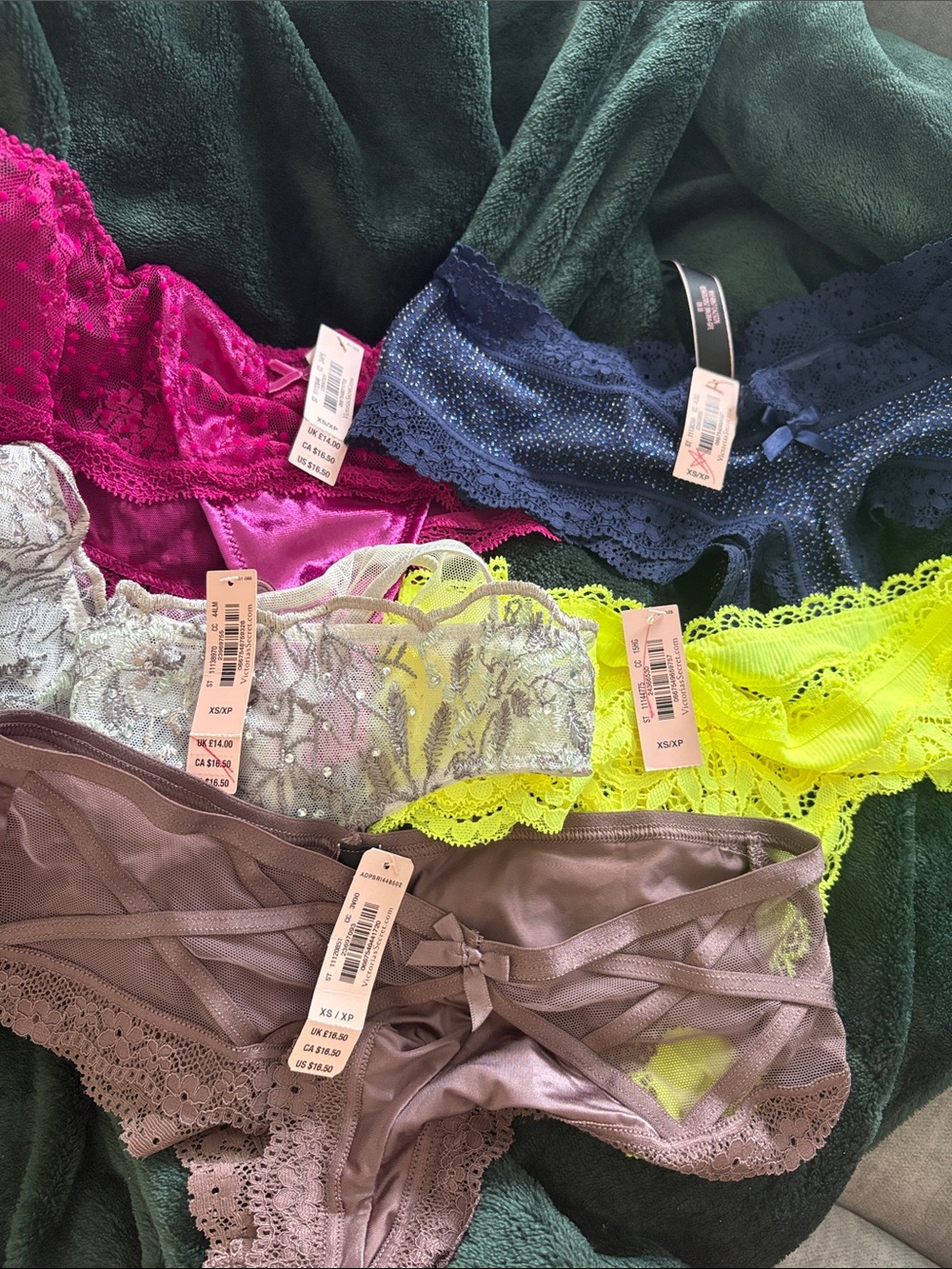 Victoria's Secret Kids Lace Bikini Bottoms - Neon Yellow, Navy, Brown, Cream